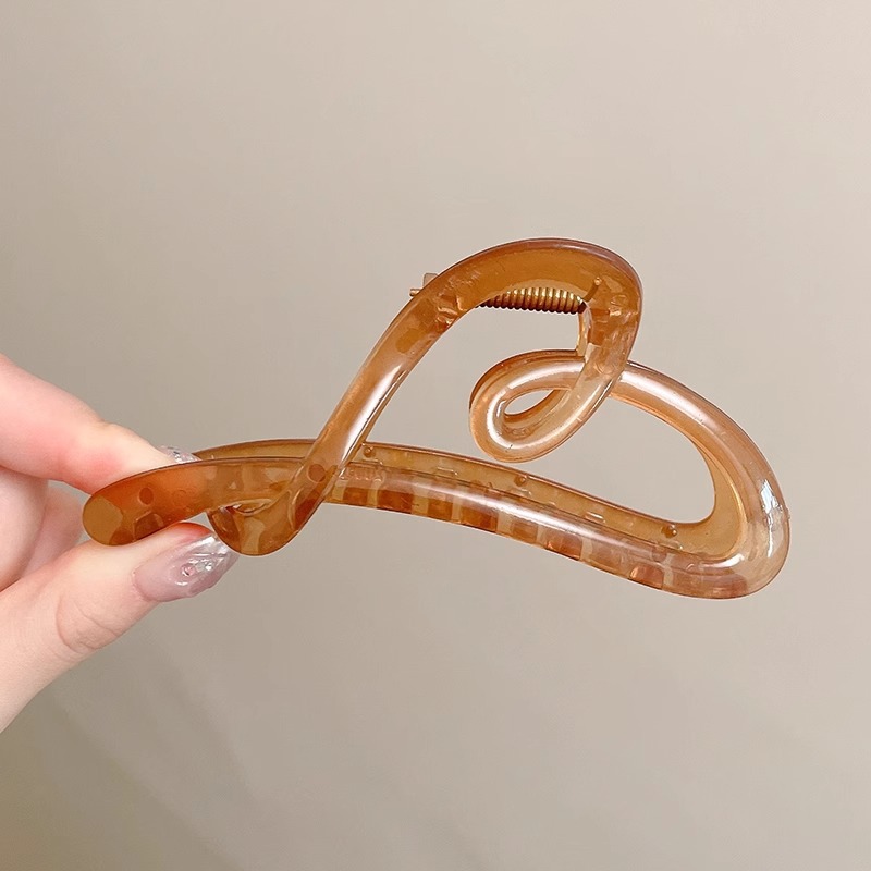 De alta calidad de felpa marrón horquilla hacia atrás cabeza clip de pelo tocado femenino otoño e invierno Gran Tiburón peludo horquilla