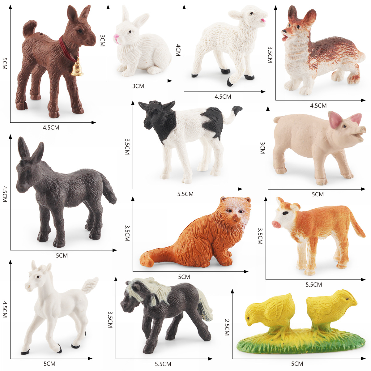 Simulación transfronteriza granja aves modelo animal gato perro cerdo cabra burro caballo pollo granja bebé escena arena Mesa Decoración