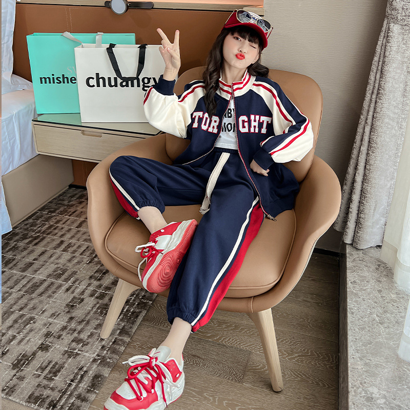 Girls' Set 2022 New Internet Popular Children's Baseball Suit Fashionable Spring and Autumn Style Explosive_voghion.com