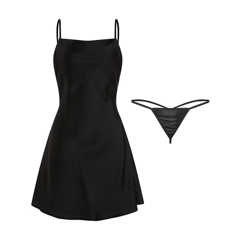 Ruoruo primavera y verano cómodo pijamas simples correa de seda de hielo camisón con cordones traje femenino dulce hogar traje 1477