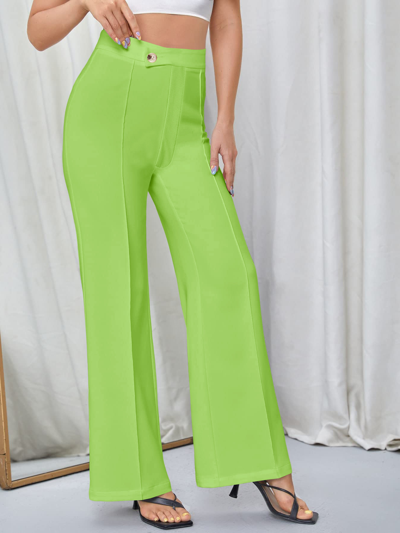 Vêtements pour femmes nouveaux pantalons décontractés automne nouveau tempérament pantalons évasés de transport polyvalents pantalons larges à la mode pour femmes_voghion.com