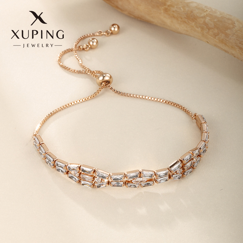 Joyería de Xuping micro-incrustaciones completo de diamantes moda personalidad simple pulsera ajustable pulsera de temperamento nicho europeo y americano para las mujeres