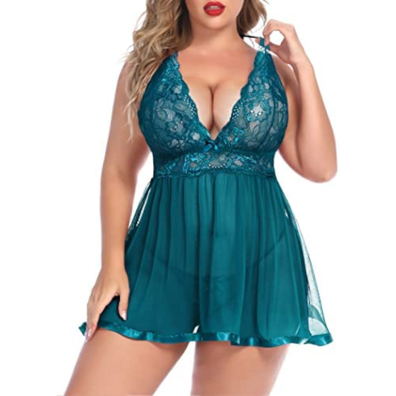 Nuevo comercio exterior europeo y americano de gran tamaño sexy lencería sexy encaje costura pijamas vestido servicio a domicilio