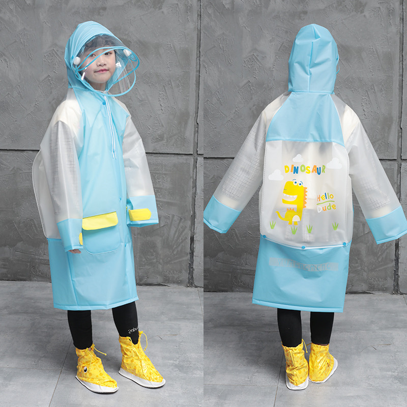 时尚EVA儿童全身透明带书包位雨衣小学生幼儿园上学大童小童雨披