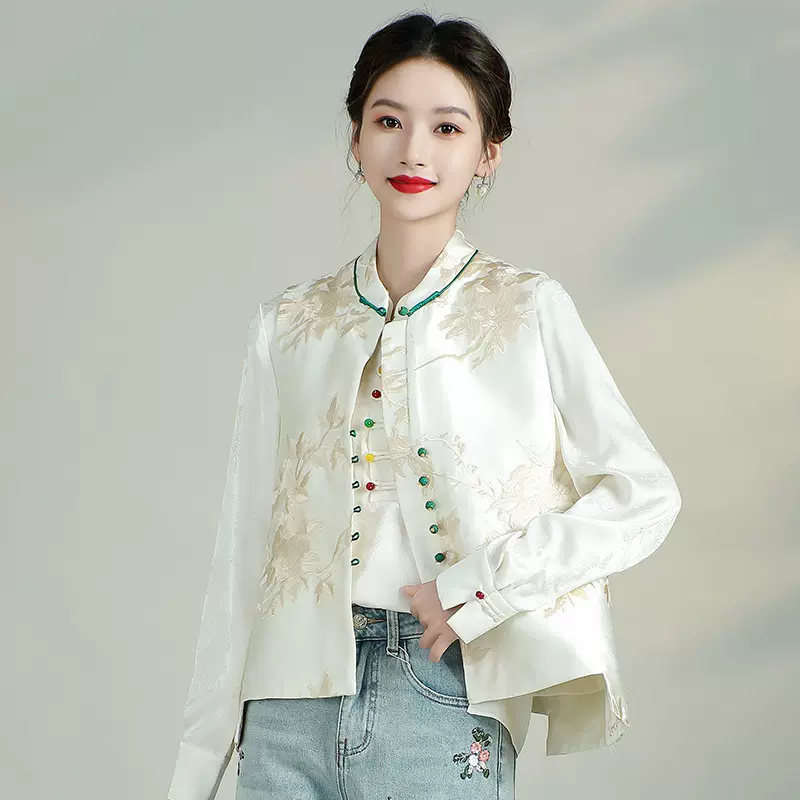 中国风女装重工刺绣马甲女背心新中式复古立领坎肩显瘦唐装上衣潮