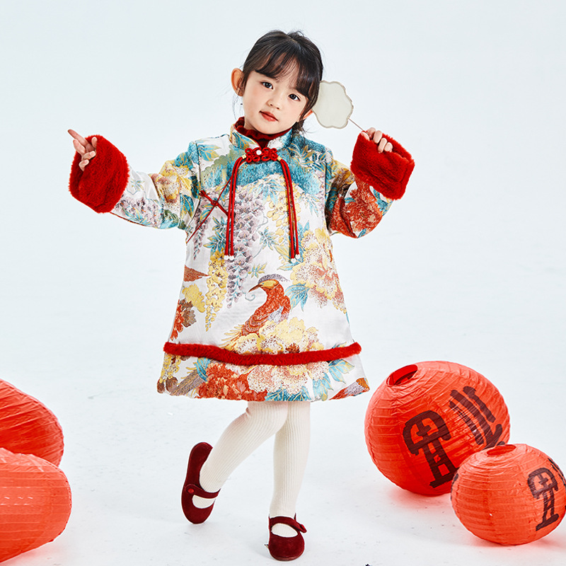 [Beneficios de invierno de liquidación de fans] Niñas nuevas faldas chinas, vestidos de Año Nuevo, vestidos de cheongsam, faldas de invierno