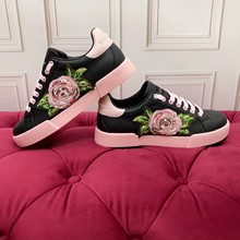 欧美新款低帮系带真皮休闲情侣鞋高级感花卉印花外穿百搭时尚男鞋