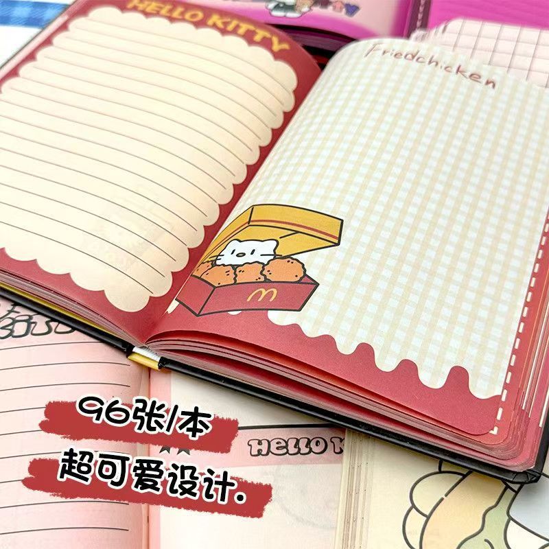 可爱麦当劳凯蒂猫A5硬壳笔记本三丽鸥kt猫记事本少女心彩页手账本|undefined