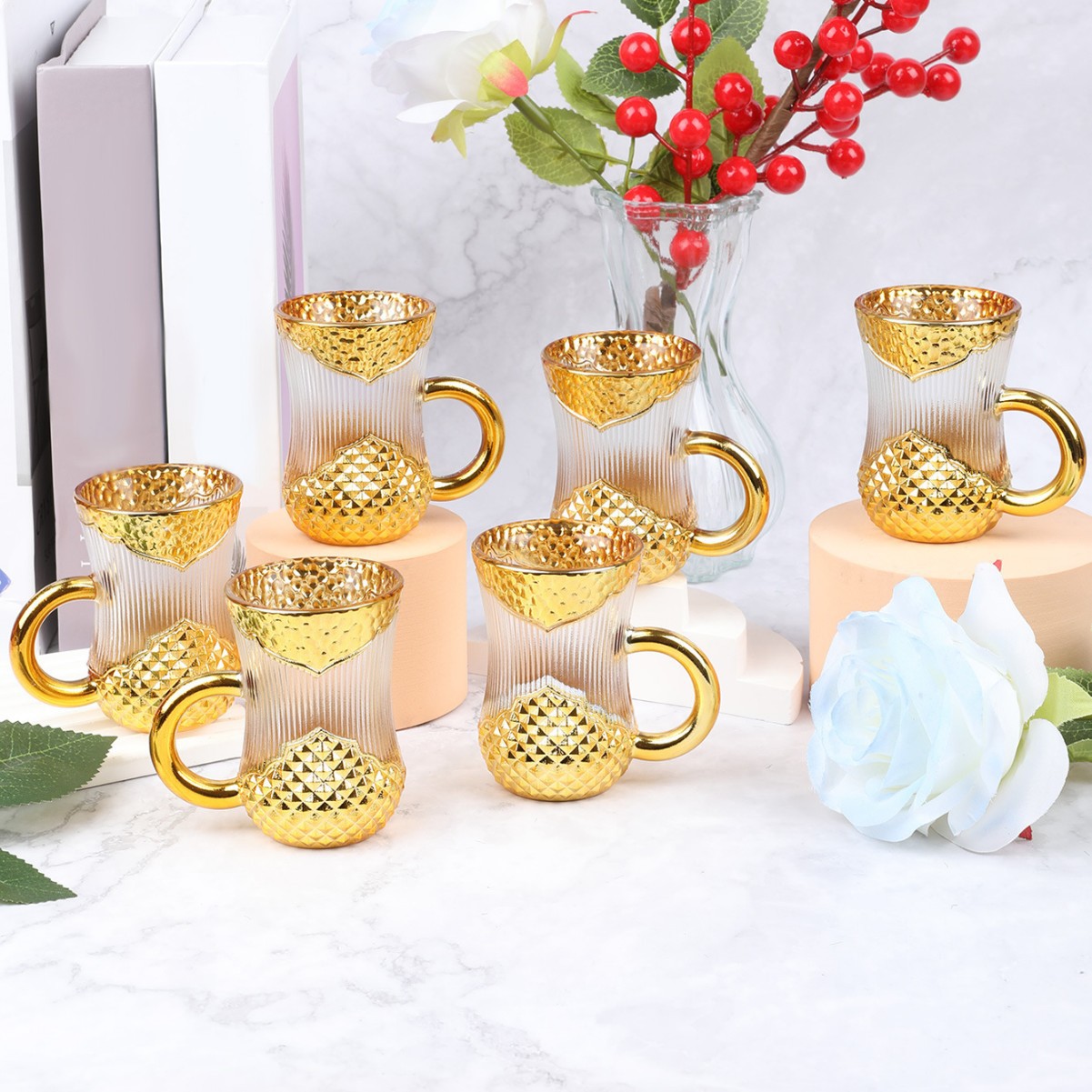 6 juegos de tazas de té negro de color esmalte de estilo europeo, tazas de café caseras, tazas de vino creativas, tazas de alta calidad