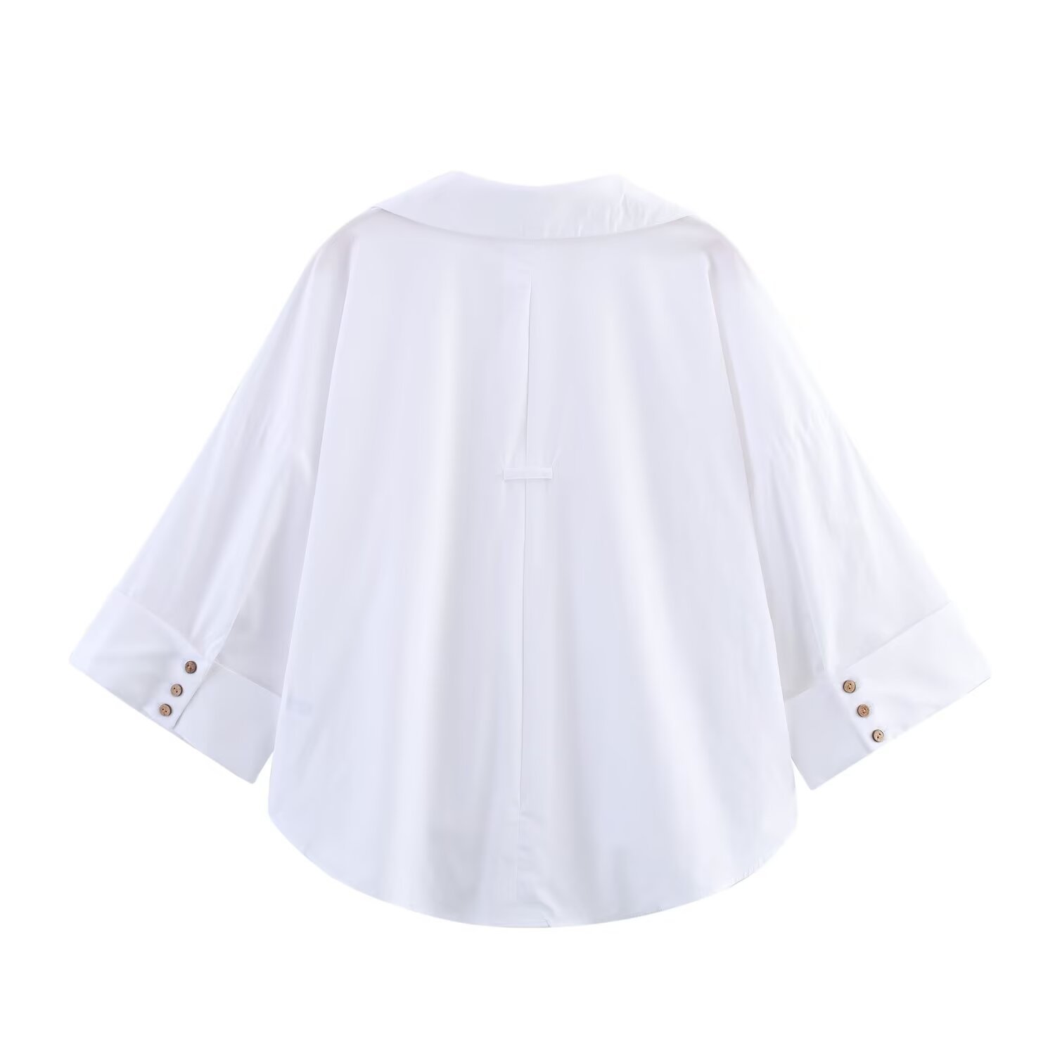 Women's Classic Fashion Wide Sleeve Poplin Shirt European American Style Versatile New Clothing_ecoleips.com