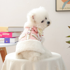 宠物衣服秋冬新款小型犬幼犬快乐狗猫保暖舒适富贵粉心香风马甲