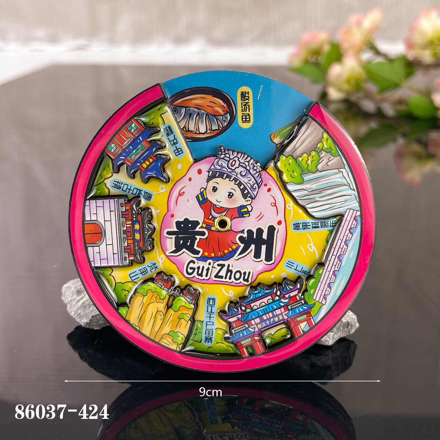 Wooden cartoon fridge magnet
