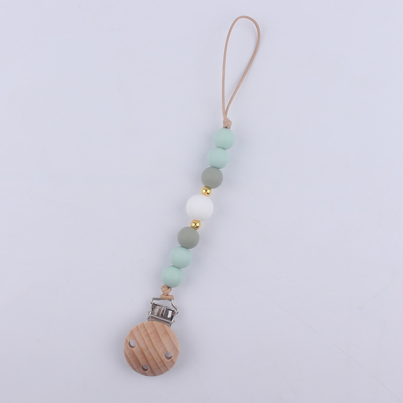 Nuevos suministros para bebés Beech clip calmante bebé DIY cuentas de silicona mordedura molar Cadena de pezón cadena anti-caída