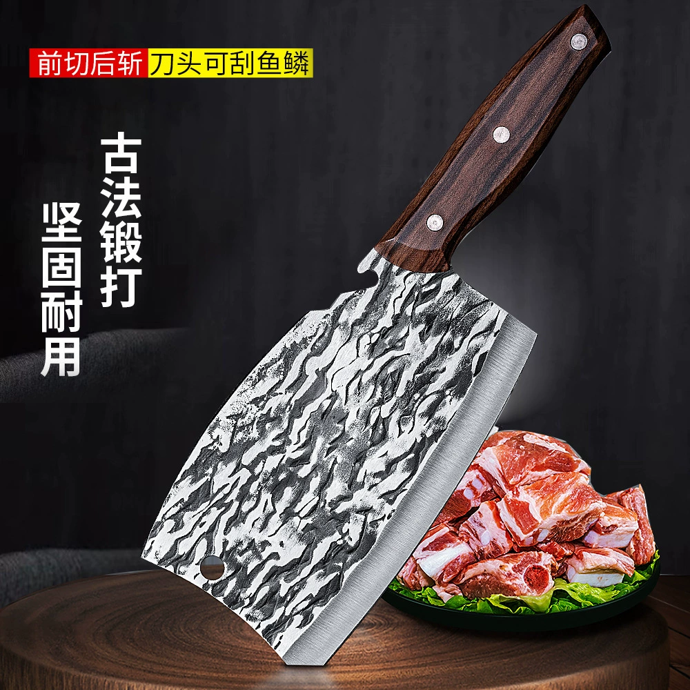 The same style of internet celebrity spot double-edged kitchen knife kitchen household chopping knife forging front cut back cut dual-purpose chef knife tool
