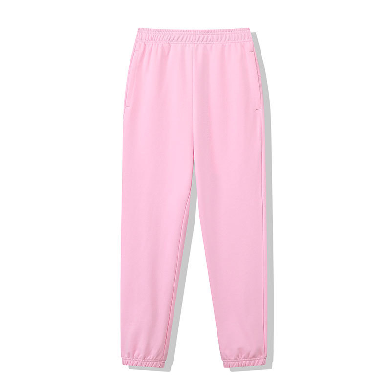 Pantalones deportivos casuales de color sólido de los hombres y las mujeres mismo peinado algodón luz tablero impreso cordón fitness correr suéter pantalones largos