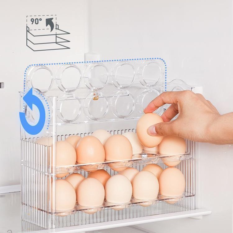 Caja de almacenamiento de huevos con volteo automático para congelador, estante de almacenamiento lateral para refrigerador, bandeja de huevos específica para cocina, caja de huevos.
