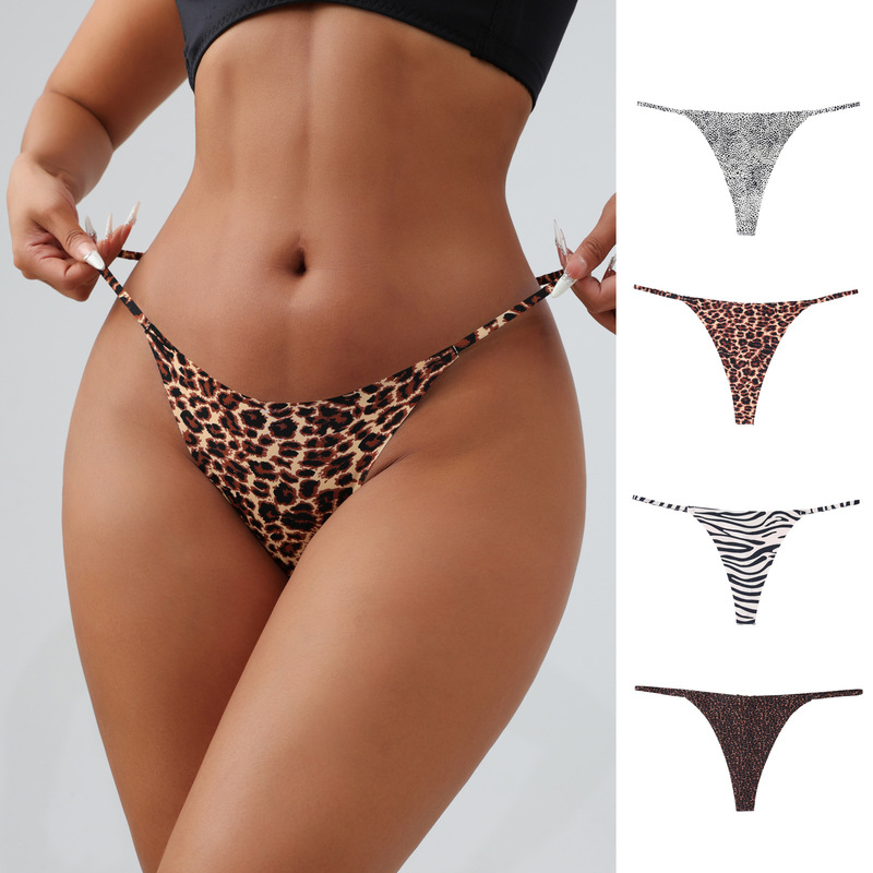 Hot Leopard Print Foreign Trade Thong Women's Bikini Plus Size Sexy Low-Waist Seamless Thin Strap Erotic T-String Panties Hot Leopard Print Foreign Trade Thong Women's Bikini Plus Size Sexy Low-Waist Seamless Thin Strap Erotic T-String Panties