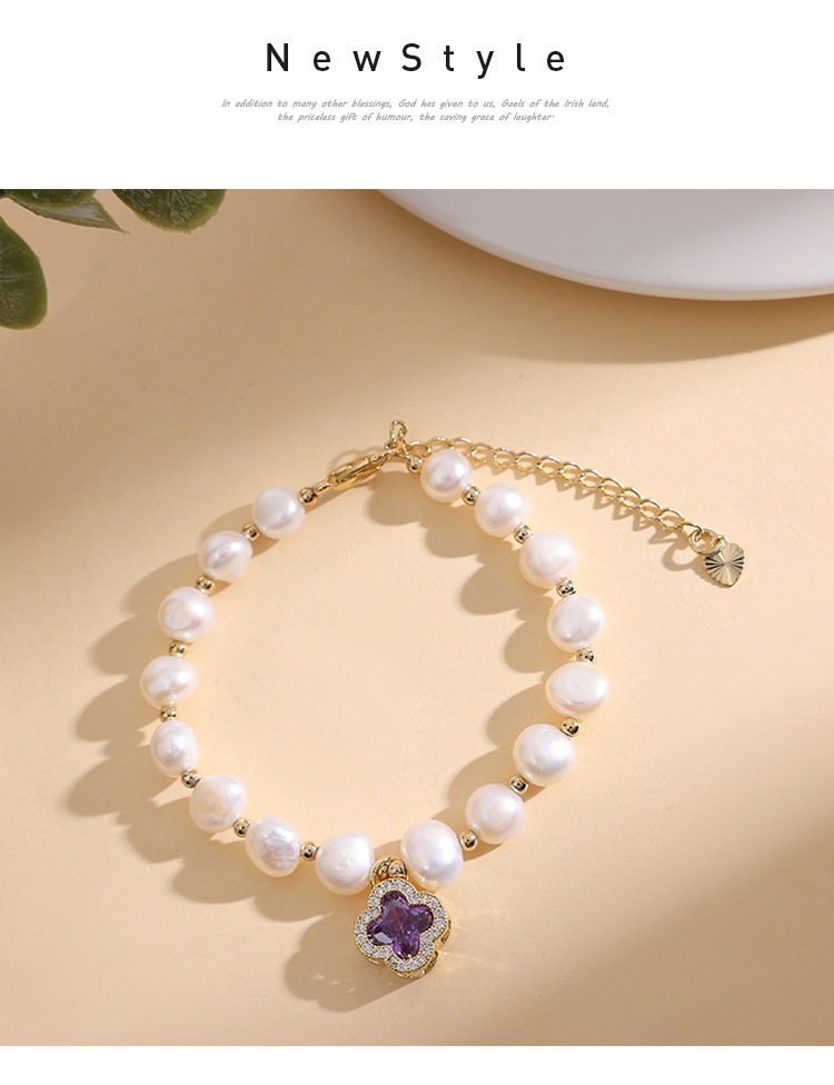 Fashion Heart Shape Copper Gold Plated Pearl Bracelets