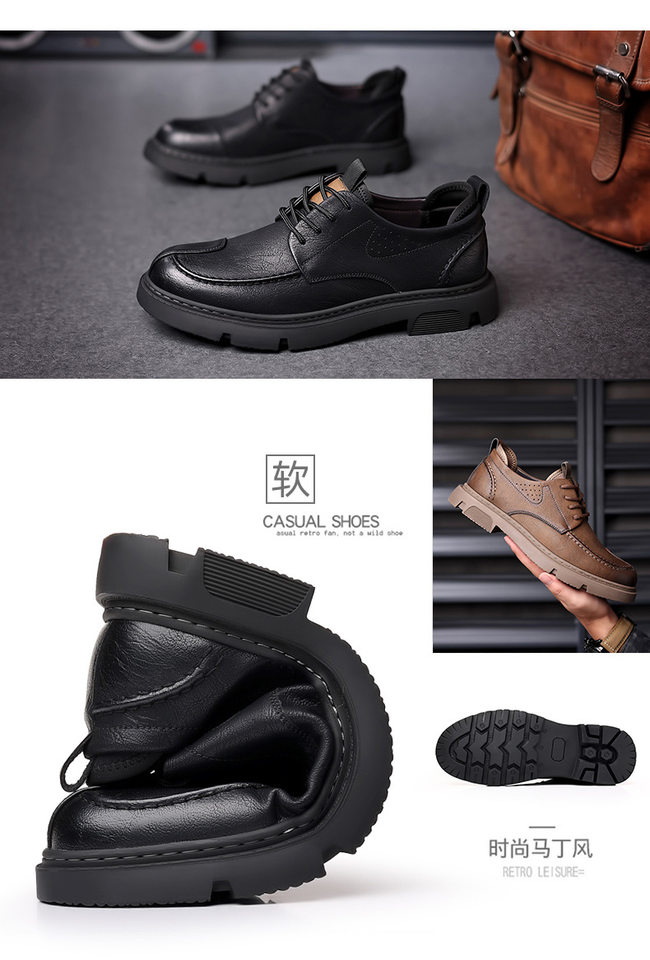 Giày da nam phong cách Anh đa năng, giày lười da thật gót thấp 1-3 cm — GX2371 màu nâu, GX2371 màu đen chi tiết 7
