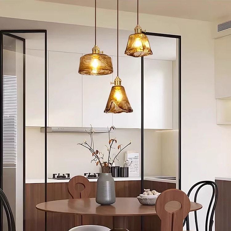Bodas retro bronce vidrio dormitorio cabecera lámpara japonesa minimalista creativa bar de moda restaurante candelabrera