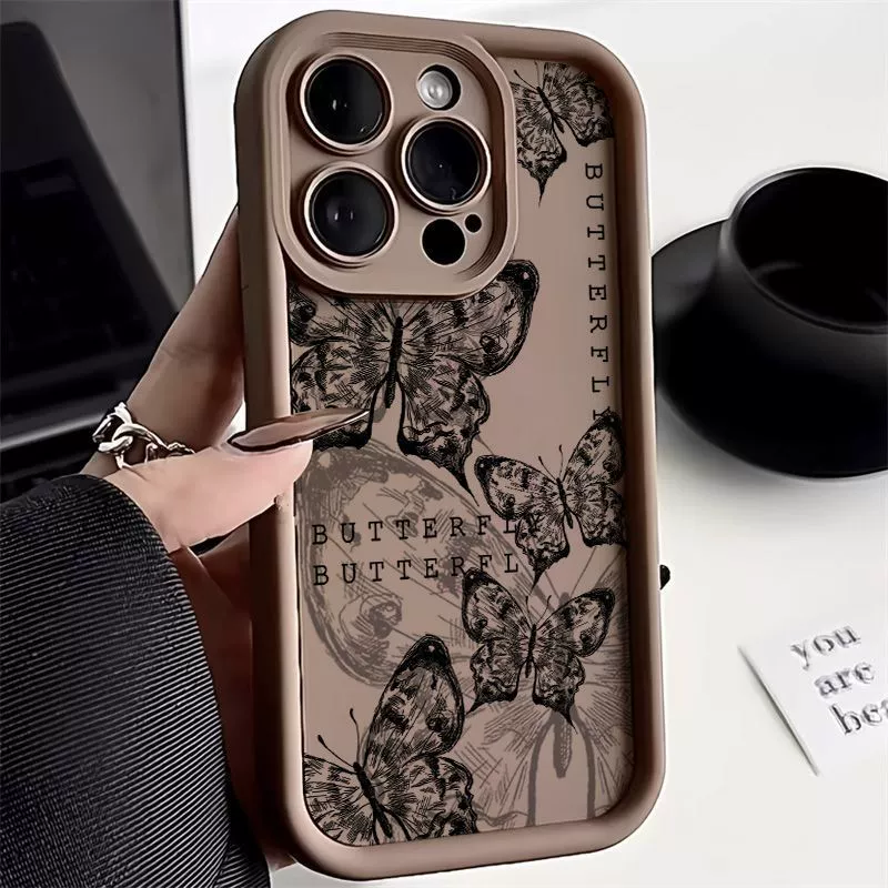 Чехол для телефона (Apple) iPhone 14 — дизайн ретро-бабочка, ударопрочная защита от падений
