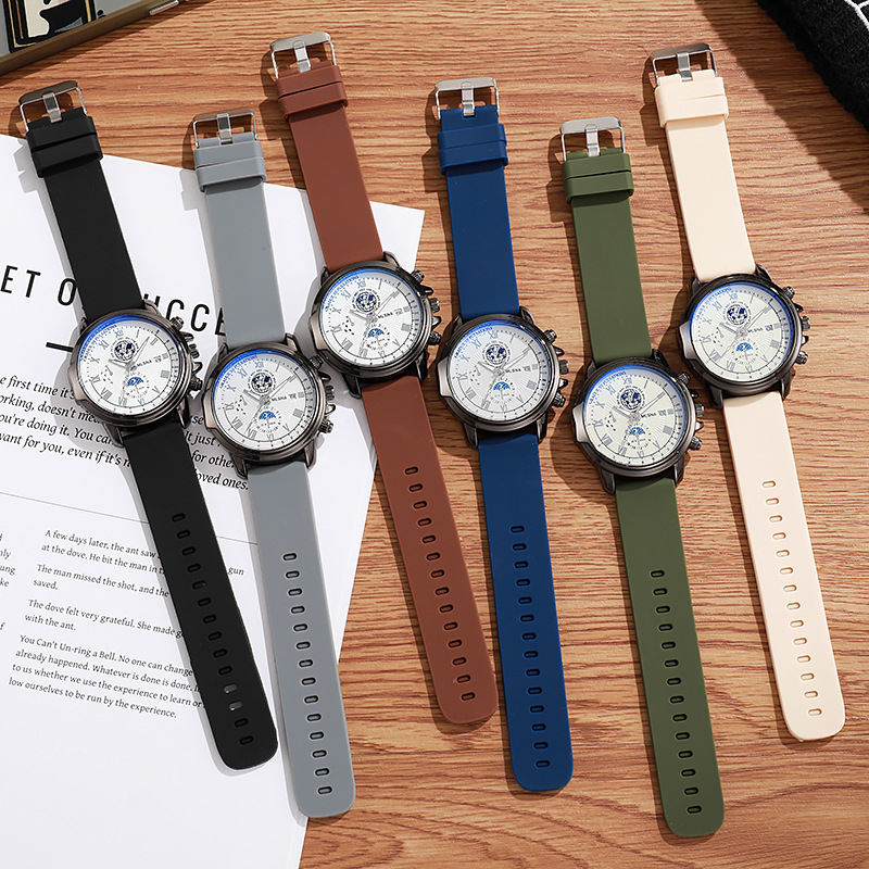 Cross-border fashion men's watch multi-function waterproof calendar luminous quartz watch automatic non-mechanical quartz watch