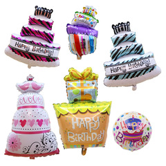 Cross-border cartoon birthday gift cake aluminum film balloon children's party balloon decoration party arrangement cake balloon
