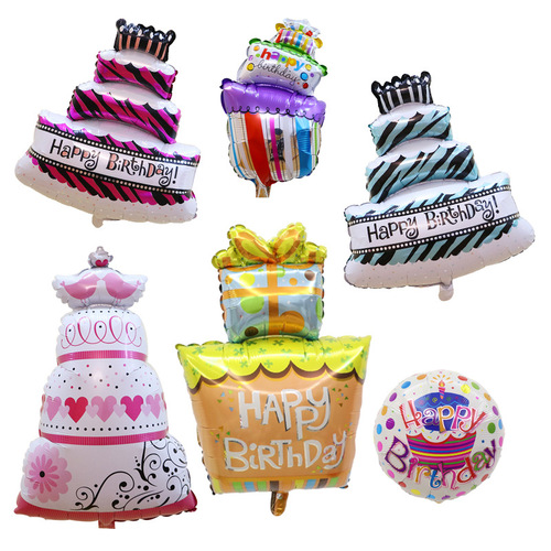 Cross-border cartoon birthday gift cake aluminum film balloon children's party balloon decoration party arrangement cake balloon