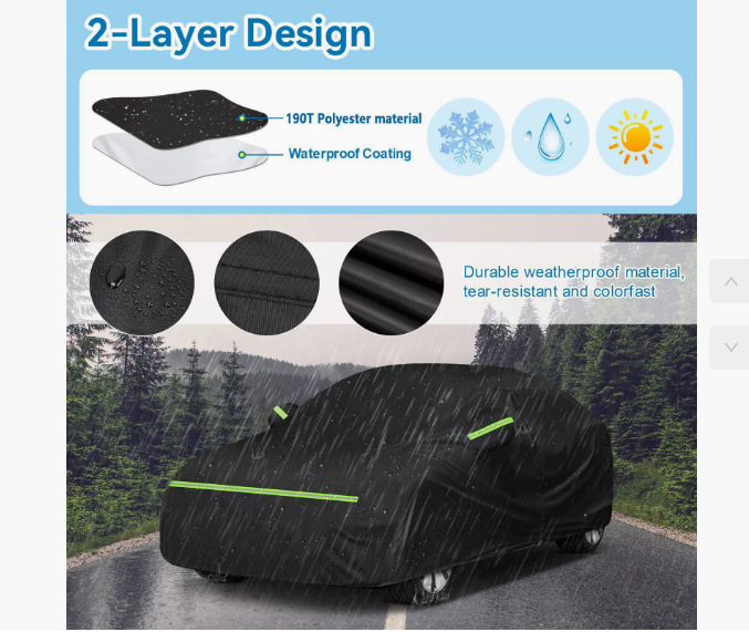 Black Heat-Absorbing Car Protective Cover Waterproof Sun Protection Rain Uv Protection Car Cover Outdoor Car Cover Cross-Border