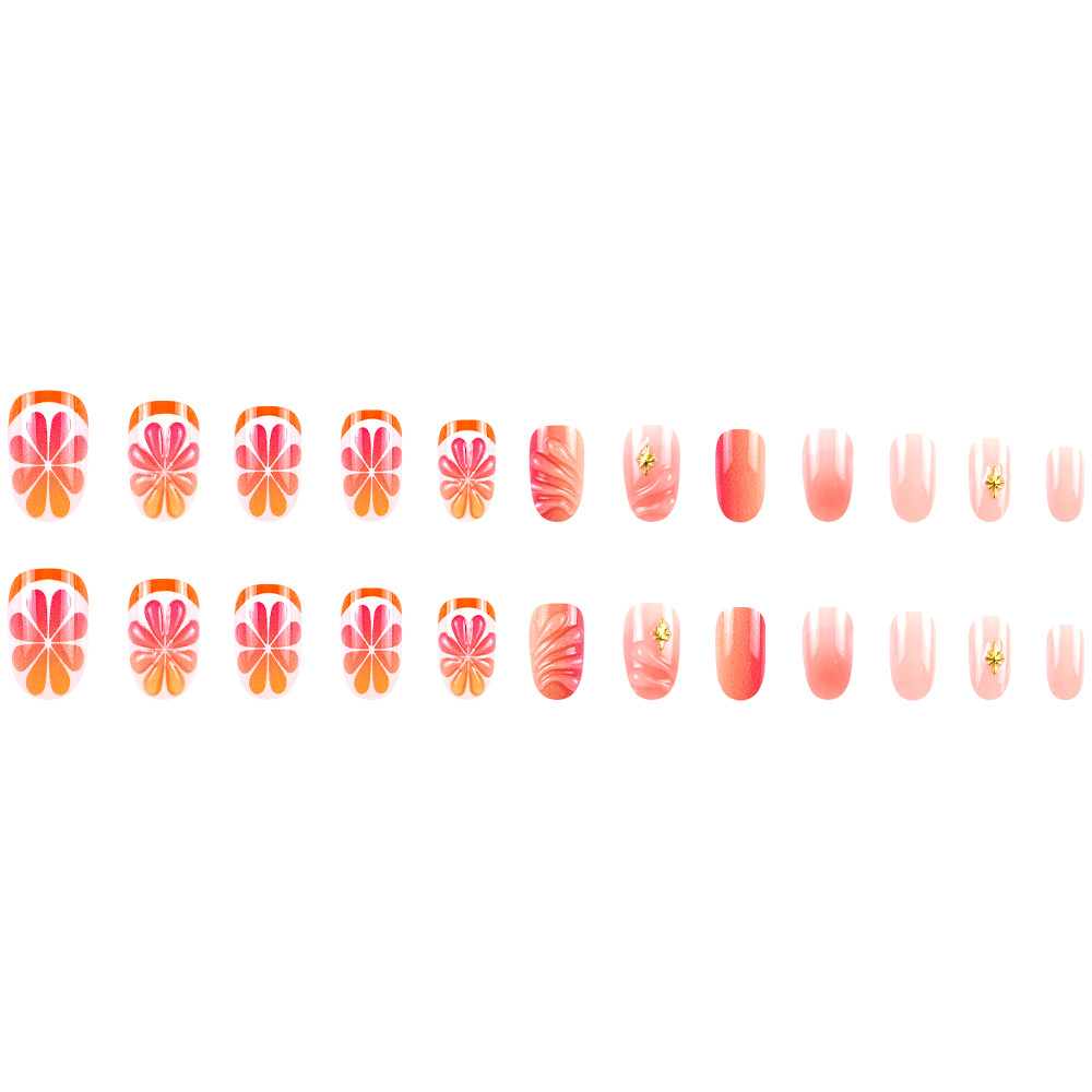 3D estereoscópico pomelo Venus desgaste uñas frescas dulces de verano manicurismo 24 piezas de parche de uñas