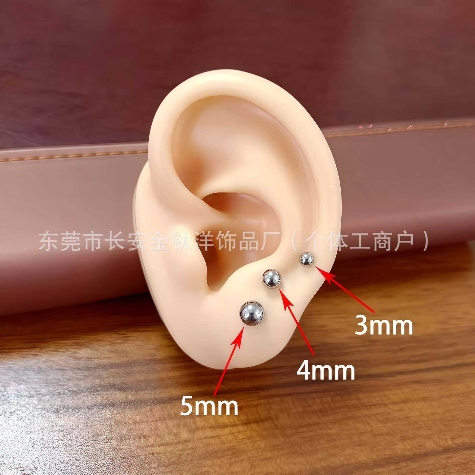 F136 Titanium 0.8/1.0mm Wire Diameter External Thread Round Ball Flat Bottom Labret Stud Lip Nail Piercing Jewelry detail image 4