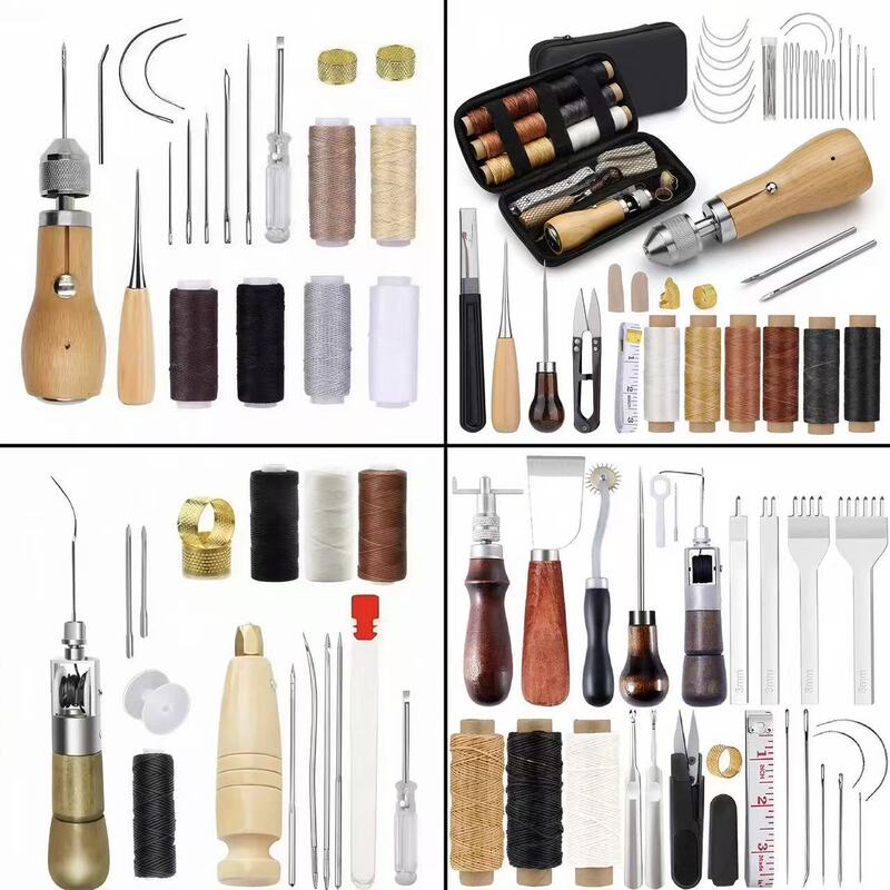 Cross-Border Hot-Selling Leather Craft Tools Hand Sewing Kit Collection DIY Sewing Needle Wax Thread Combination Set