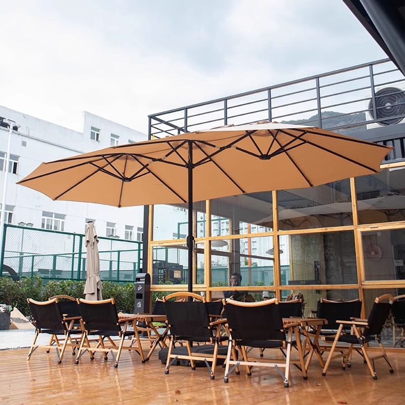 Rectangular outdoor parasol balcony courtyard umbrella three-headed…