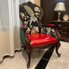 美式单人沙发椅实木复古老虎椅高端法式客厅休闲椅卧室阳台阅读椅