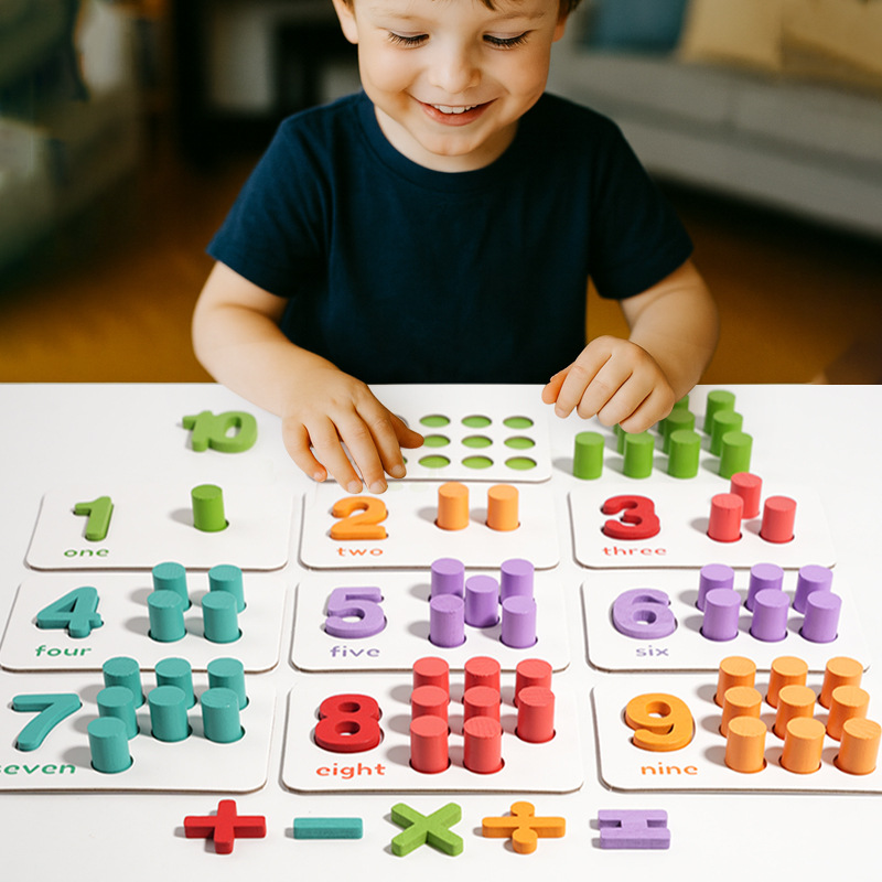 Cuenta de madera para la educación temprana rompecabezas matemáticas ilustración ayuda didáctica preescolar adición y sustracción juego de operación