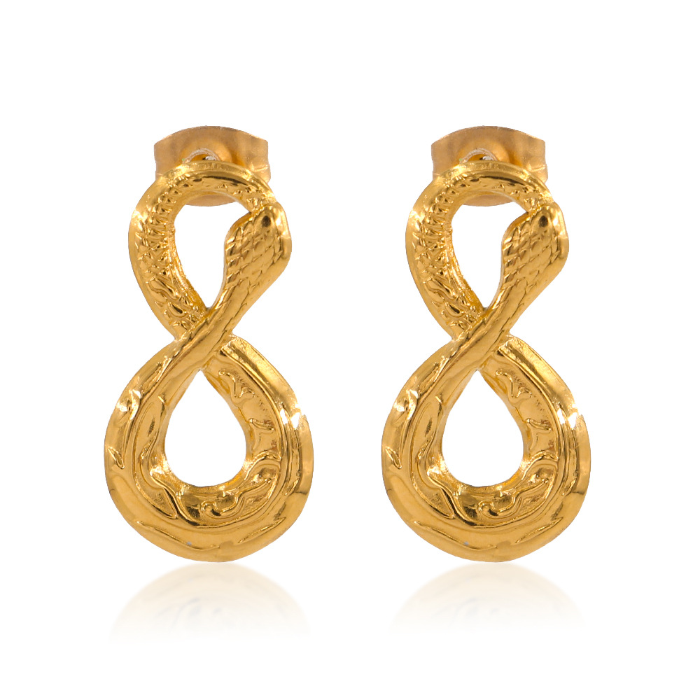 Plating Design Simple Style Style 1 Pair Simple Style Infinity Snake Stainless Steel Plating Ear Studs