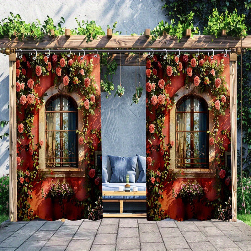 Yiwu Jit Delivery Red Floral Outdoor Curtain Backdrop Temu Hot-Selling Shein Amazon Etsy Amazon
