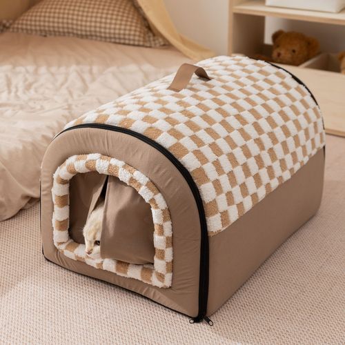 【New Arrival in 25 Years】Nerve Cat Pet Cat Bed Autumn and Winter Thick Insulation House Bed Large Space Cat House