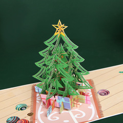 新しい3dクリスマス立体グリーティングカード美しい祝日プレゼント緑クリスマスツリー手作りカードクリスマス祝福カード