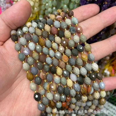 Zərgərlik ara hissələri – Natural stone 6x8mm rice-shaped crystal - american-fossil-8x6mm-approximately-18-beads-per-strand-short-style