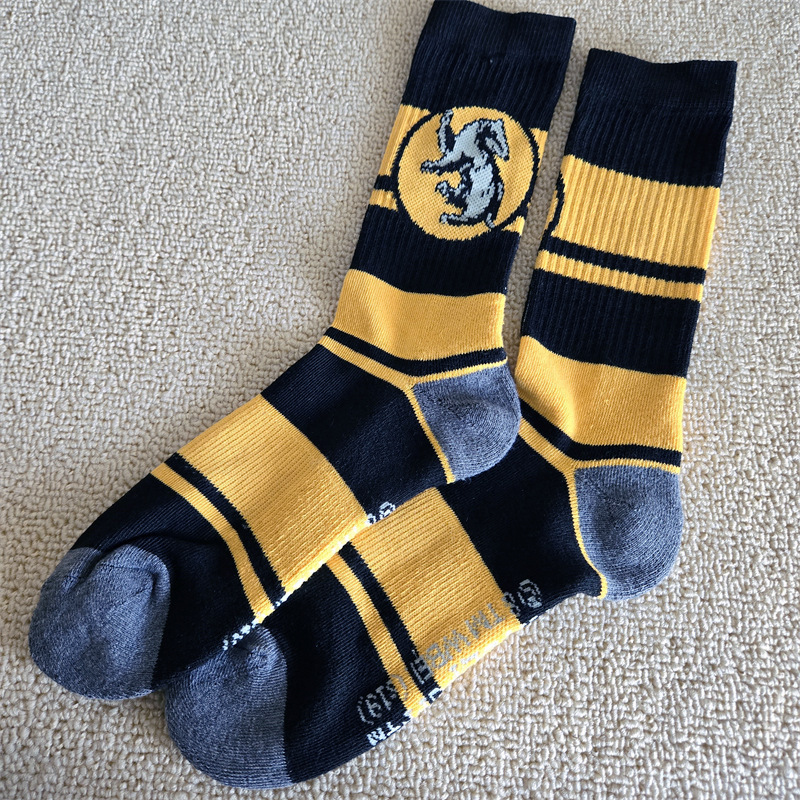 Foreign Trade Harry Potter Peripheral Preppy Emblem Stockings Men's Stripesd Yellow Hachache Thickeneded Towel Bottom