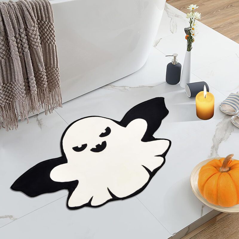 クロスボーダーかわいい小さなゴースト模造カシミヤ玄関ドアマットリビングルームホリデーデコレーションマットハロウィンアマゾンドロップシッピングマット|undefined