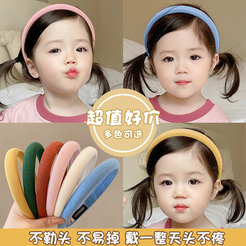 2024 New Children's Sponge Hairband Little Girl Headband Simple Hairpin Hair Accessories Girls Cute Headwear