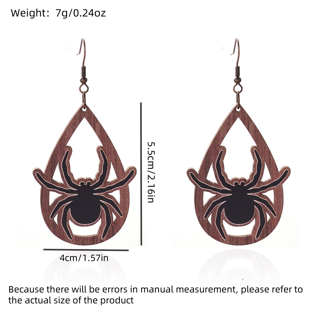 14g Weight Iron Ear Needle Material Drop Earrings Classification 1 Pair Quantity Party, Festival, Street Occasion Wood Material Halloween Festival ghost, Spider, Skull Pattern Women's Gender Hip-Hop, Funny Style 1 Pair Halloween Hip-Hop Funny Ghost Spider Skull Wood Drop Earrings 19
