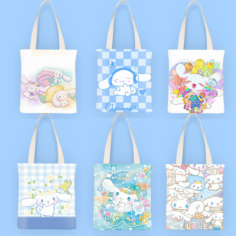 Dog Canvas Bag Female Cartoon Portable Document Bag Handbag Student Book Portable Storage Bag Shoulder Cute