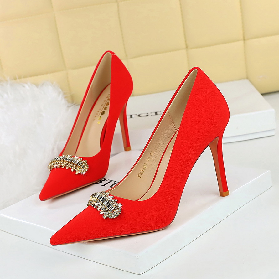 3391-K31 European American Style Fashionable Simple High-heeled Shoes With Thin Ultra-high Heels, Shallow Mouth, Pointed_vogvips.com