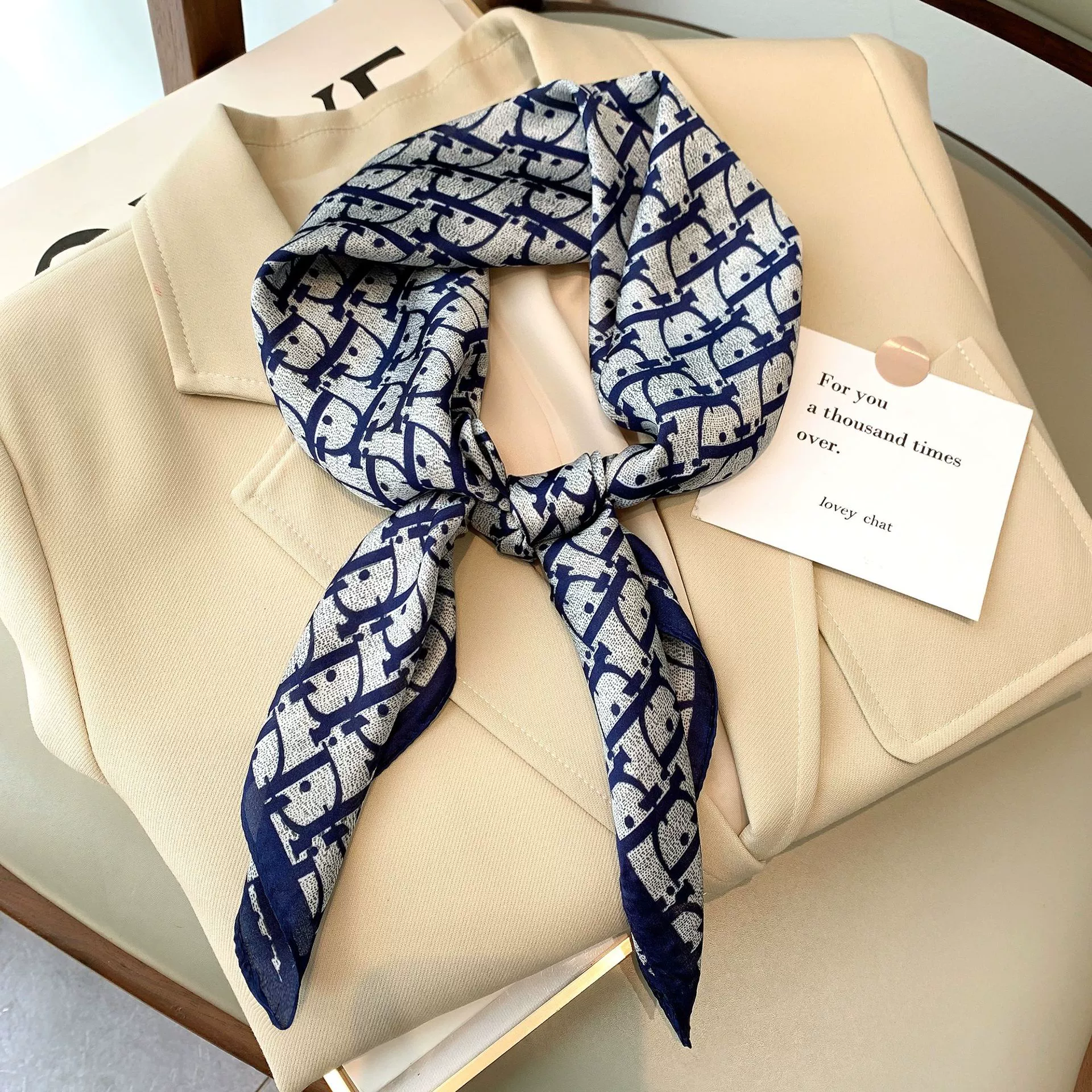 Brown handkerchief, black scarf, (Physicals), 70x