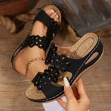Women's Plus Size Wedge Sandals European American Style Hollowed Out Thick Sole Summer New Outdoor Beach Wear_voghion.com