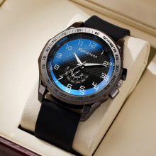 新品跨境爆款男士手表男款式商务大表盘胶带小众潮流高级感学生表