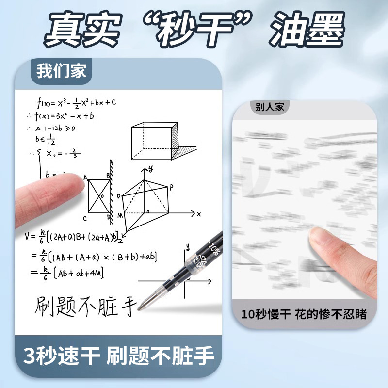 0.5mm按动刷题替芯 ST笔头黑色速干中性笔替芯学生考试用办公笔芯|undefined